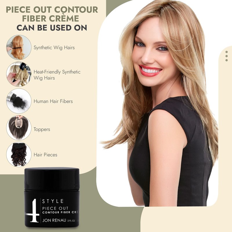 Jon Renau Piece Out Contour Fiber Crème – Wig Styling Cream for Synthetic, Heat-Friendly & Human Hair, 2 Ounces