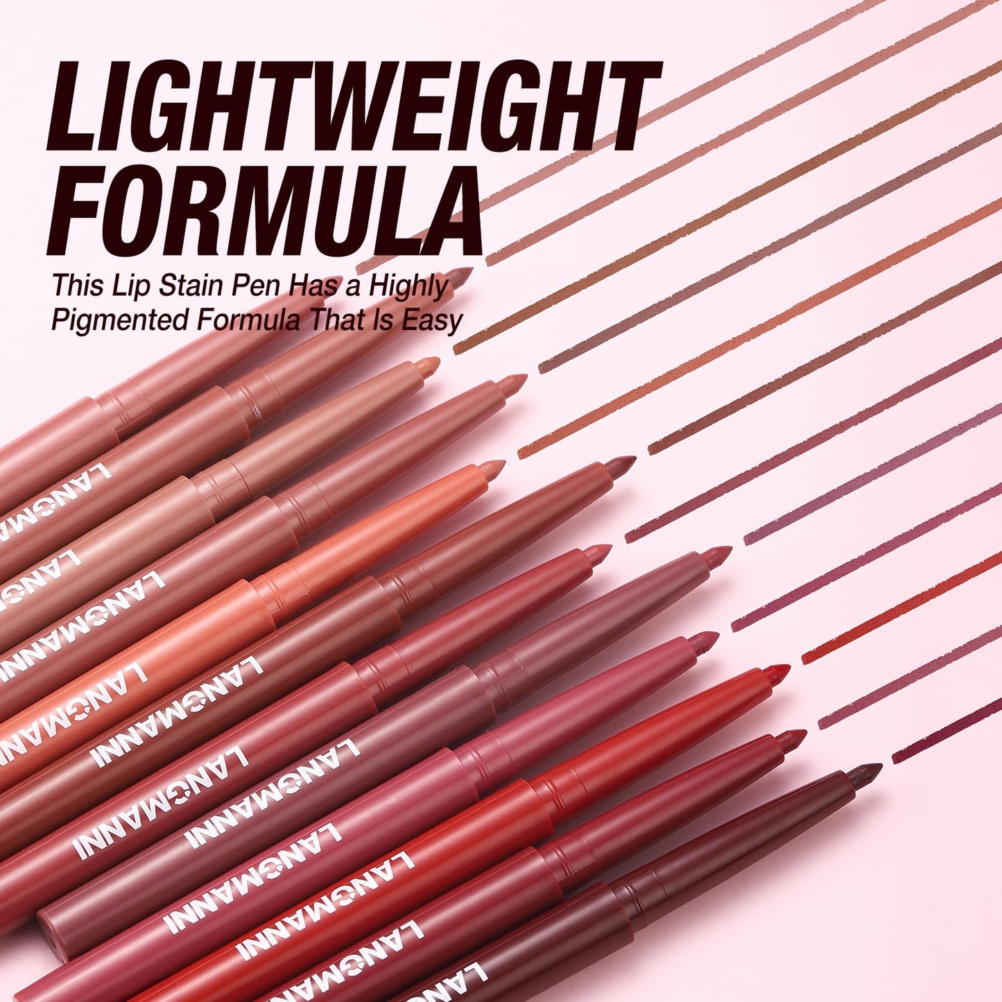 LANGMANNI 12 Colors Sculpting Matte Velvet Lip Liner Set,Smooth Creamy Texture,Waterproof And High Pigmented For Women Daily Application Lip Makeup
