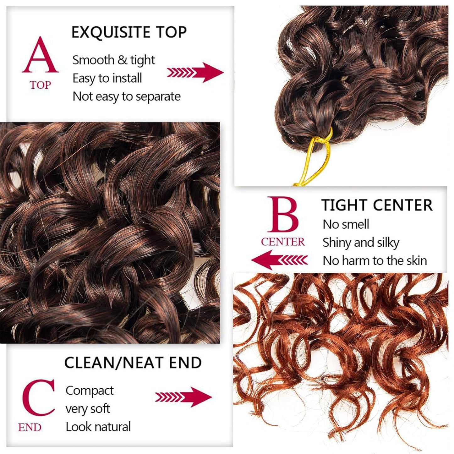 GoGo Curl Crochet Hair - 24-Inch Ombre Water Wave Synthetic Braids | 7 Packs, Deep Wave Extensions