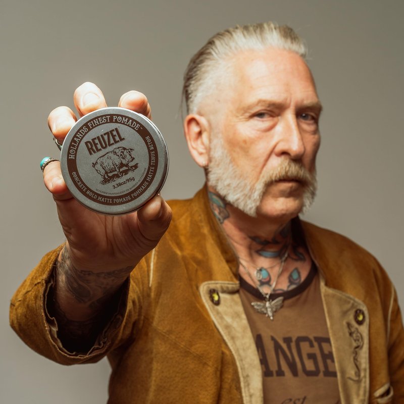 REUZEL Concrete Matte Pomade, Strong All Day Hold, Water Soluble Styling, Matte Finish and Flake Free, Easy To Wash Out, For All Hair Types
