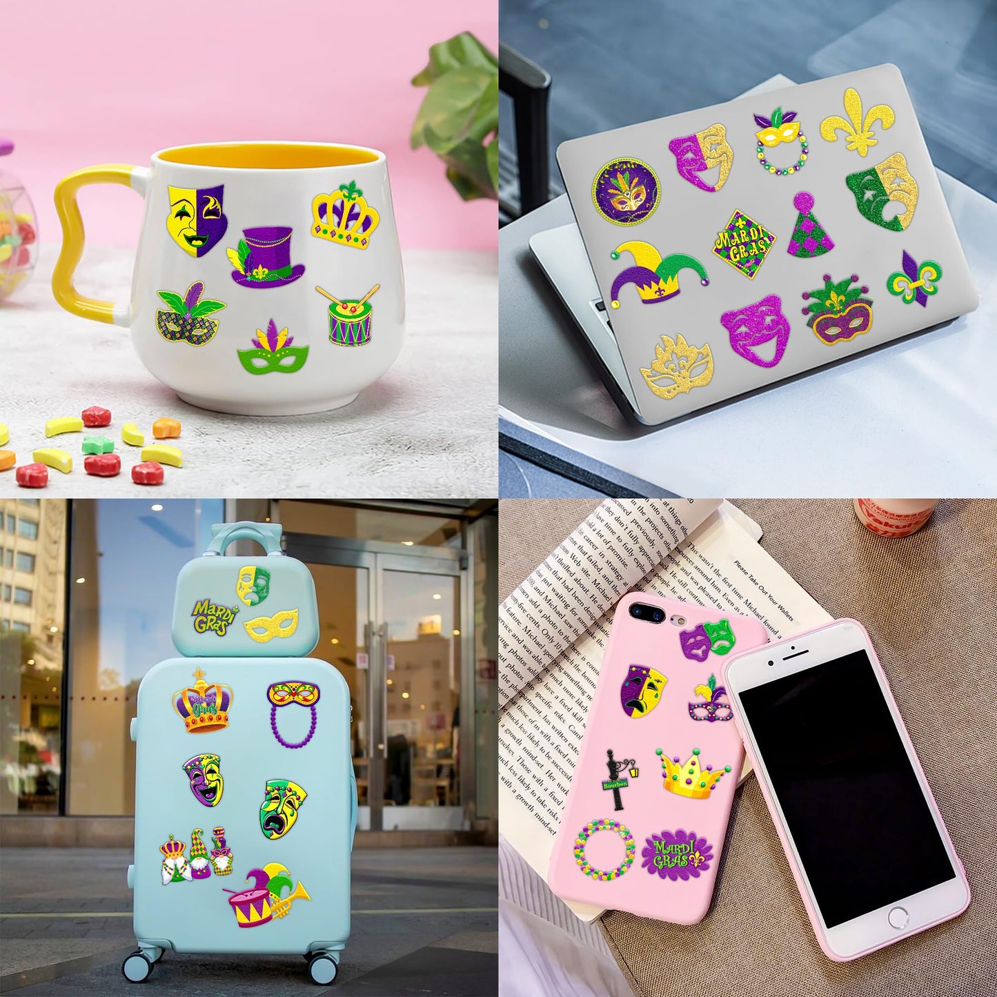 96 PCS Fat Tuesday Temporary Tattoos for Kids - Fat Tuesday Party Favors