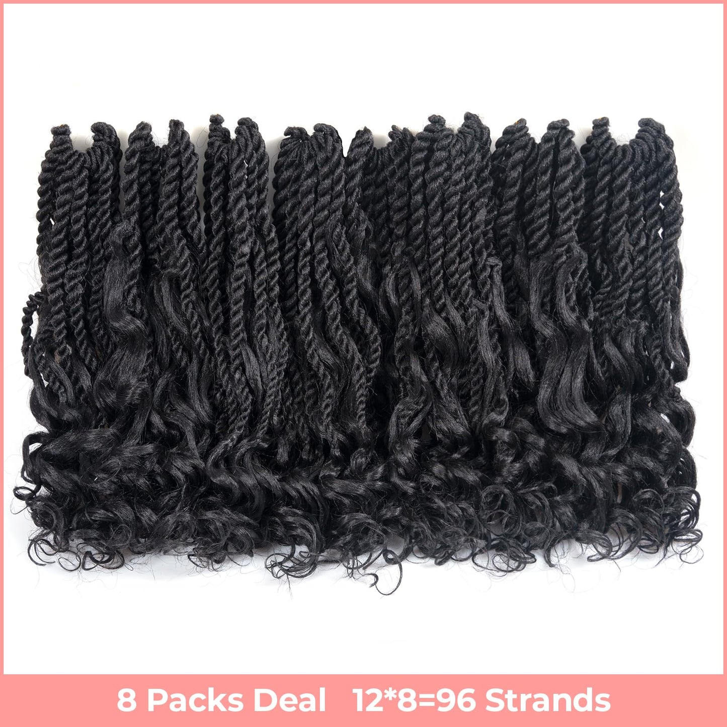 ToyoTress Boho Island Twist Crochet Hair - 14 Inch 8 Packs Natural Black Boho Havana Twist Crochet Braids Synthetic Braiding Hair (14 Inch,1B-8P)