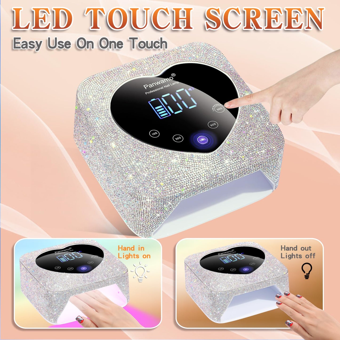 Rechargeable UV LED Nail Lamp,72W Cordless UV Light for Nails with Removable Bottom,Professional Curing Lamp for Gel Nails with 30 Beads,5 Timer Setting Nail Light and LED Touch Screen Gel Nail Dryer