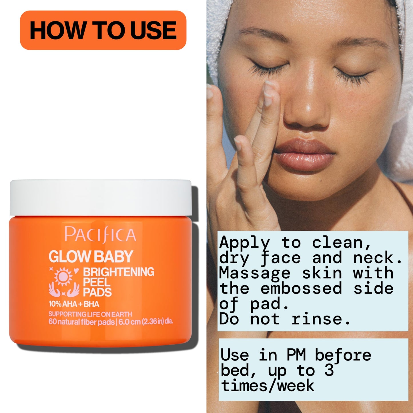Pacifica Glow Baby Brightening Peel Pads 10% AHA + BHA Exfoliating Face Pads for Glowing Skin Resurfacing Glycolic Acid & Salicylic Acid Pad to Smooth Texture & Minimize Pores Fragrance Free 60 Count