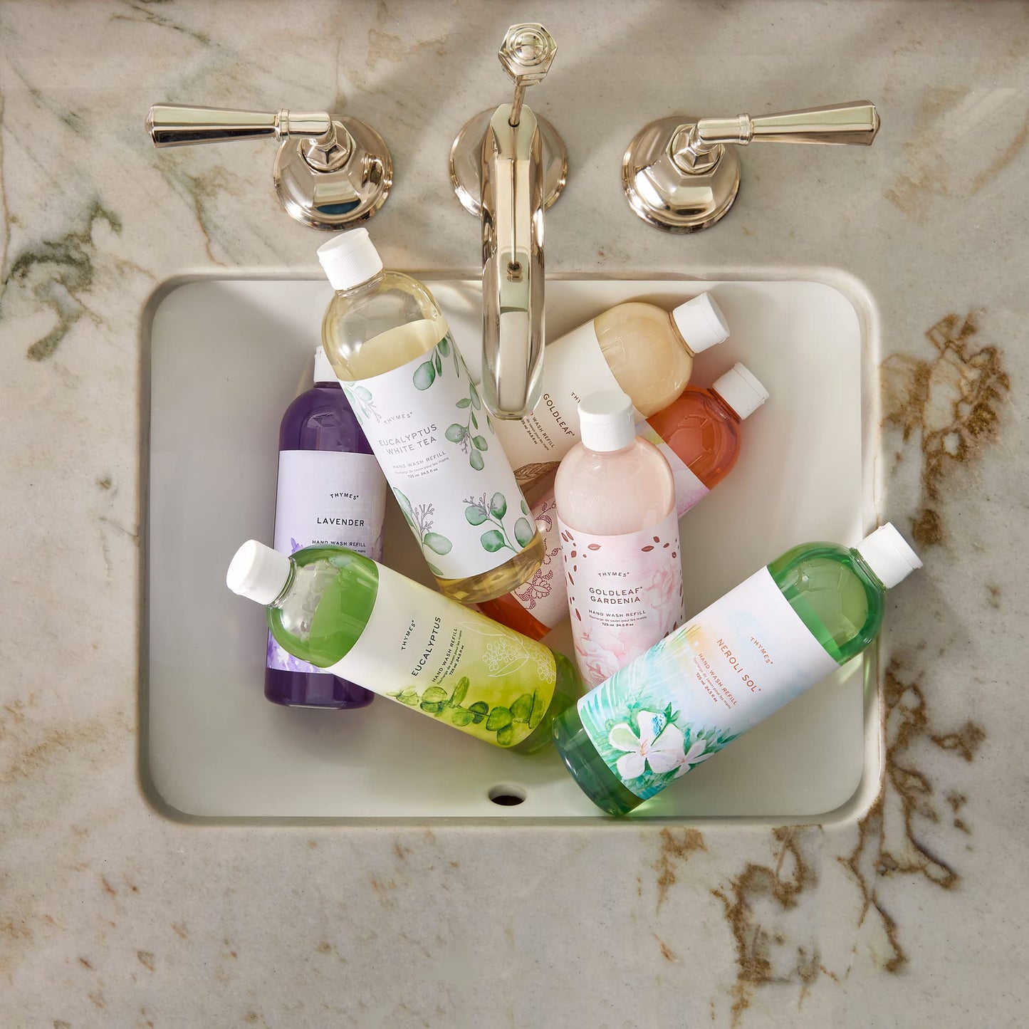 Thymes Hand Wash Refill - Lightly Scented Liquid Hand Soap for Bathroom and Kitchen Refill - Moisturizing Formula with Natural Ingredients (Lemon Leaf, 24.5 fl oz)