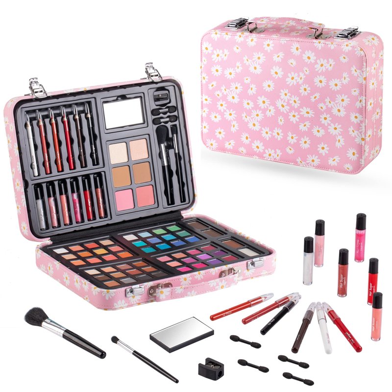 Hot Sugar Makeup Kit for Teenager Girls 13-15, All in One Beginner Makeup Kit for Women Full Kit, Teen Cosmetic Gift Set on Birthday Christmas (Pink Daisy)