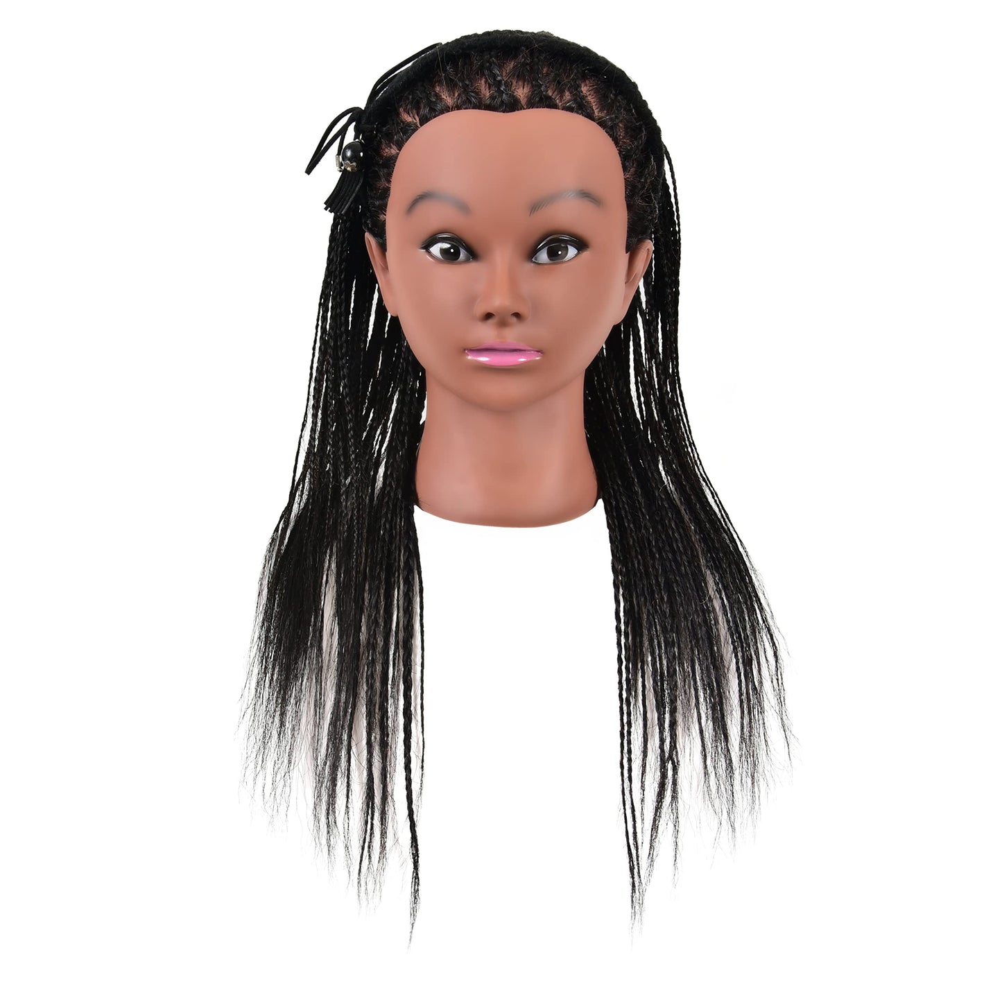 LOHXINHAIR 30 Inch 100% Real Human Hair Mannequin Head Manikin Manican Training Doll Head with Stand for Hairdresser Practice Braiding Styling Bleaching Dyeing Curling Cutting Dark Black