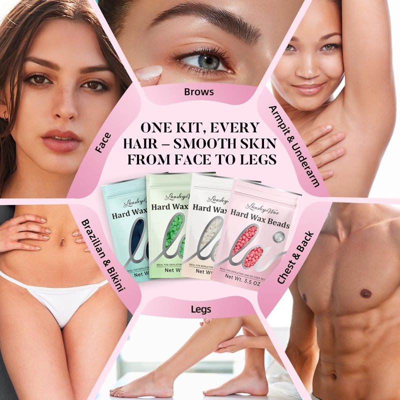 LANSLEYWAX Digital Waxing Kit for Women Men - Pink Wax Machine with 39 Accessories - Hard Wax Kit for Face Eyebrow Lip Brazilian Bikini Sensitive Skin, Waxing Warmer Hair Removal for Home/Salon Use