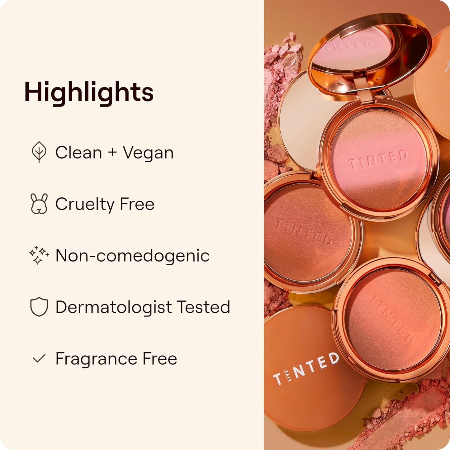 Live Tinted Huebeam Blushing Bronzer - Lightweight, Buildable & Blendable Formula for Sunkissed Skin | Sahara Sunset Color