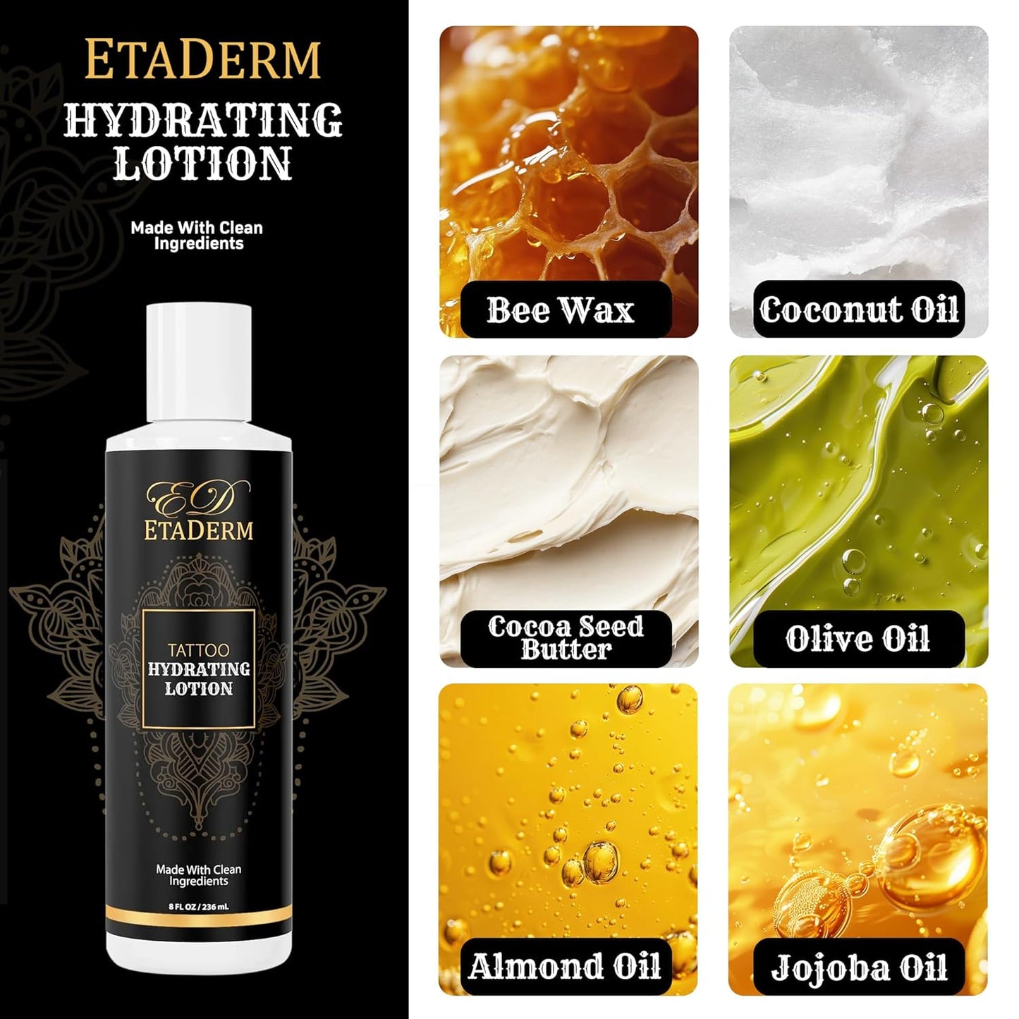 Tattoo Aftercare Lotion - Aloe Vera & Shea Butter Moisturizer for Vibrant Tattoos | 236ml