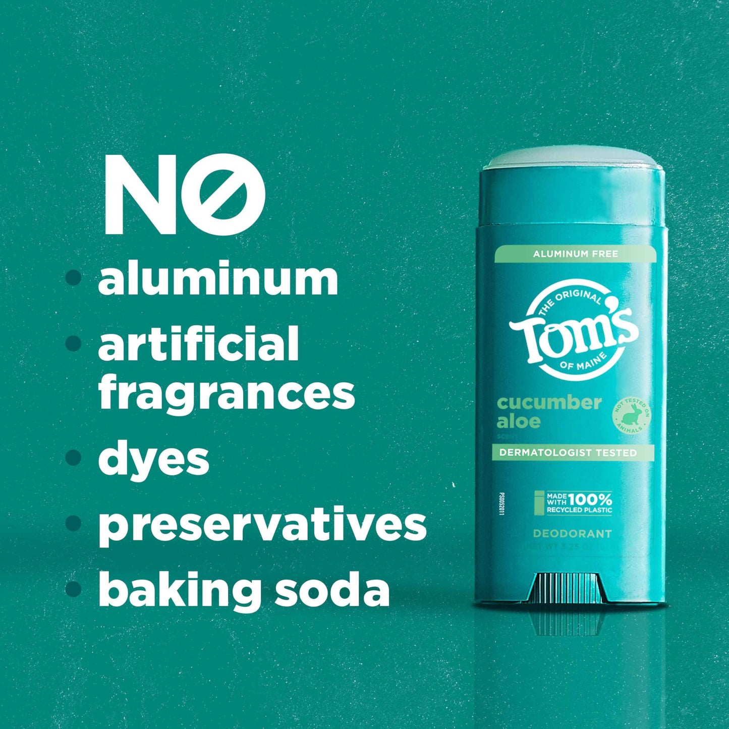 Tom’s of Maine Cucumber Aloe Aluminum Free Natural Deodorant For Women & Men | Goes on Clear | Odor & Wetness Protection | Naturally Derived and Moisture-Locking Ingredients | 3.25 oz (2 Pack)