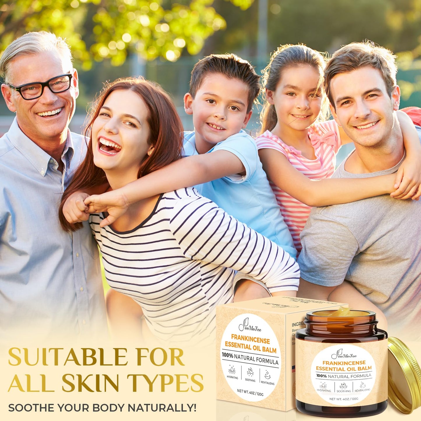 FeeMeFee Frankincense Balm 4oz, Frankincense Essential Oil with Myrrh for Soothing Relief, Muscle Relaxation, Boswellia Serrata, Olive Oil, Vitamin E, Moisturizer for Dry, Cracked Skin