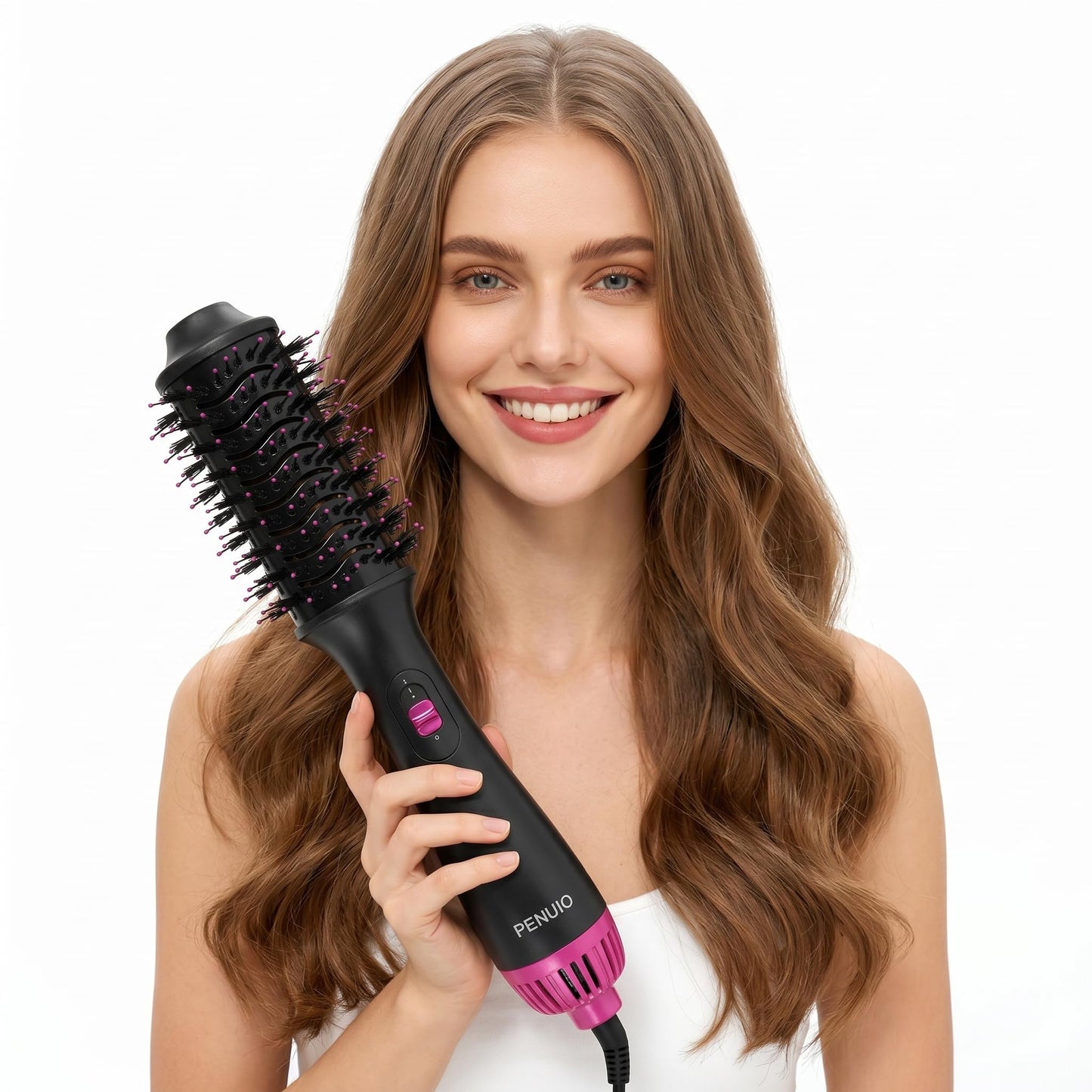 Hair Dryer Brush Blow Dryer 4-in-1 Hot Air Styler, Blowout Brush Hair Dryer Styler & Volumizer with Ionic |Oval Large Barrel|Anti-frizz Blowout for Medium Long Hair [NOT for Short Hair] 3.5''