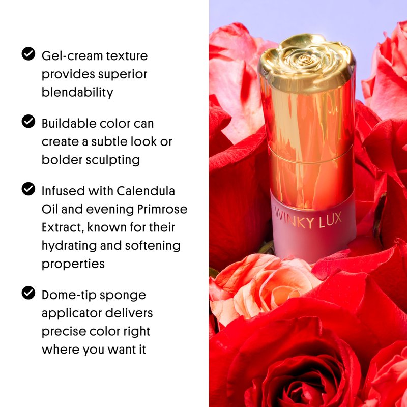 Winky Lux Cheeky Rose Liquid Blush – Gel-Cream with Buildable Color, Lightweight Velvet Finish, Long-Lasting Cool Pink Shade, Lovely