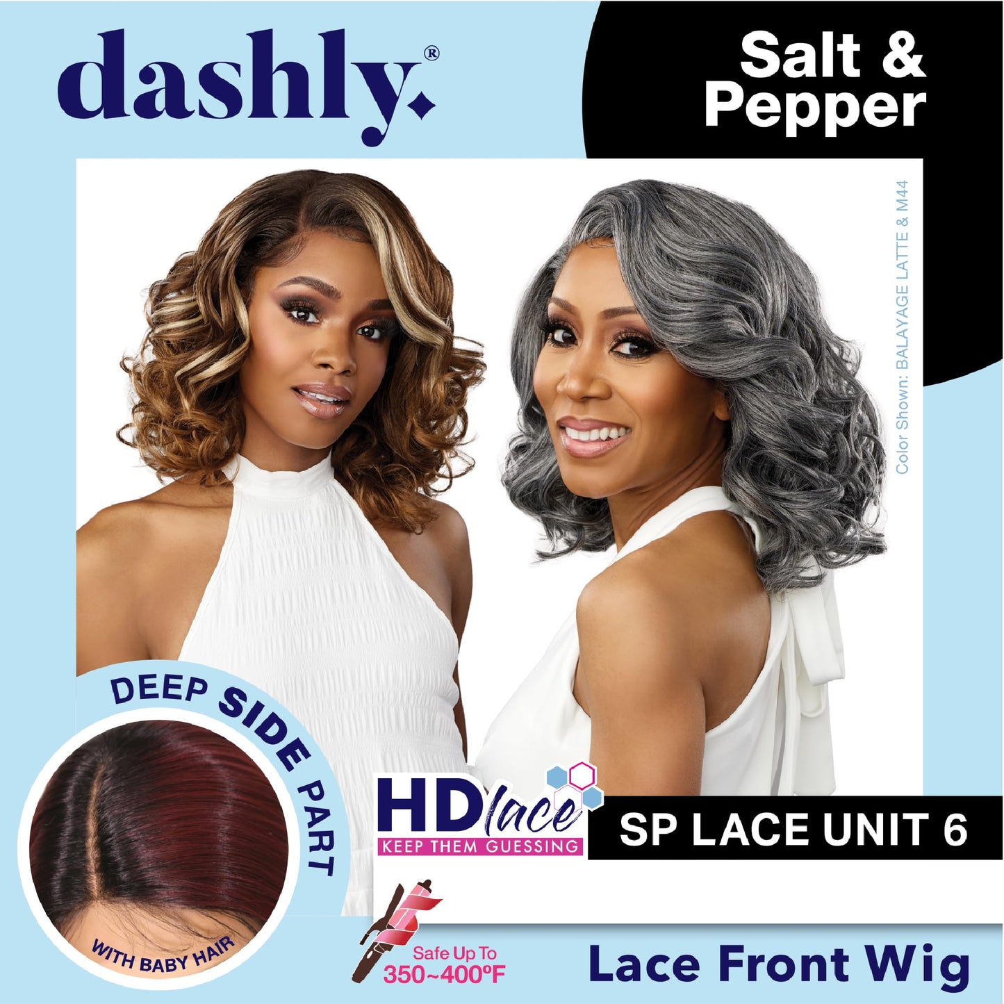 Sensationnel Dashly Lace Saltandpepper Wig-Sp Unit 6, HL280/44