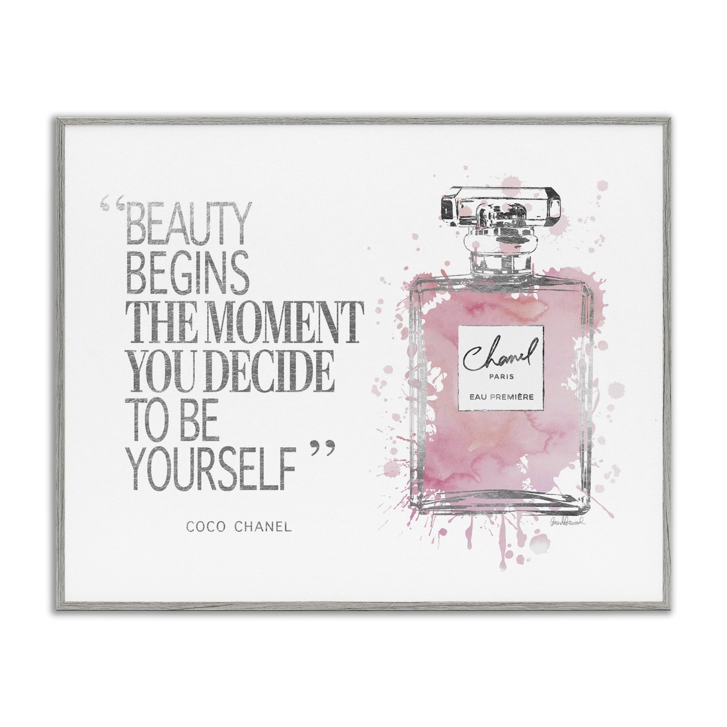 Stupell Industries 'Beauty Begins Fashion Perfume', Framed Giclee Art, White, 20 x 16 Inches, Easy to Hang and Sturdy, Made in USA, by Amanda Greenwood