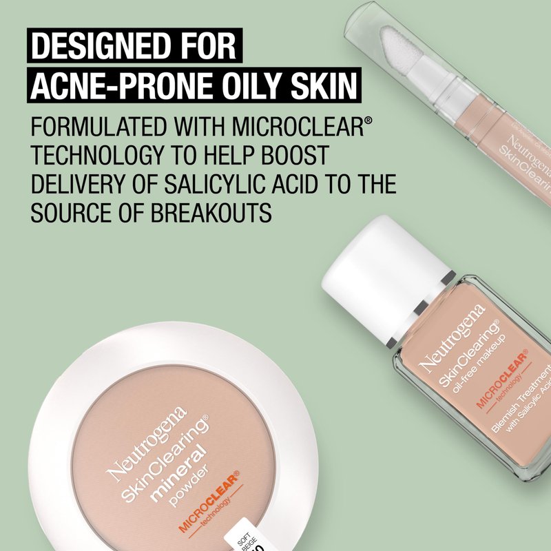 Neutrogena SkinClearing Mineral Acne-Concealing Pressed Powder Compact, Shine-Free & Oil-Absorbing Makeup with Salicylic Acid to Cover, Treat & Prevent Acne Breakouts, Nude 40, .38 oz (Pack of 2)