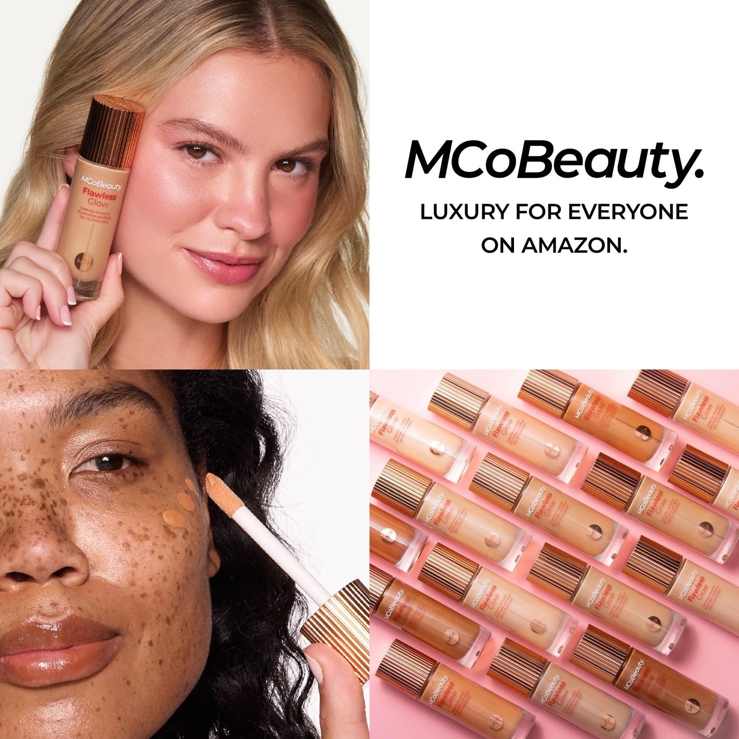 MCoBeauty Flawless Glow Luminous Skin Filter - 4 Medium - 4-in-1 Primer, Highlighter & Foundation Booster - Dewy Illuminating Tint Face Makeup with Squalane Vitamin E - Vegan & Cruelty Free