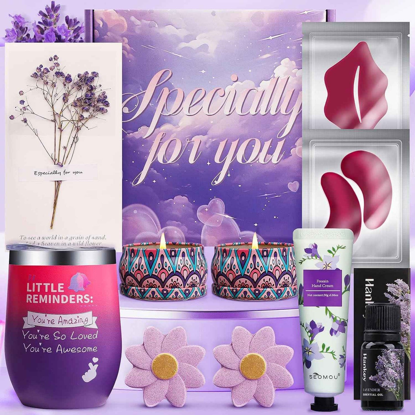 TOPPTIK Birthday Gifts Basket for Women, Relaxtion Spa Set, Self Care Kit for Women, Gifts Boxes for Her, Mother, Wife, Friend, Sister, Girlfriend