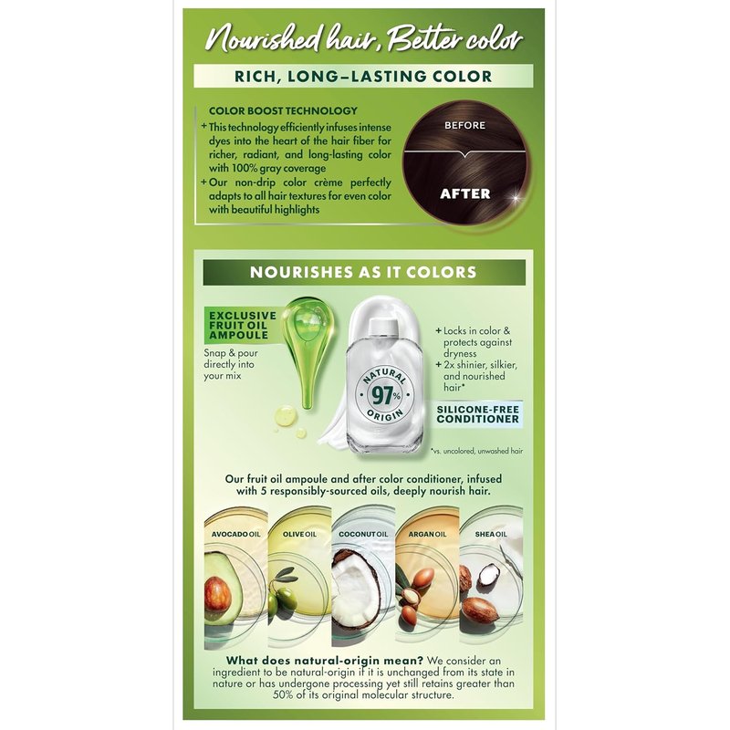 Garnier Nutrisse Ultra Crème Hair Color - Permanent Dark Brown Hair Dye | 100% Gray Coverage, Vegan & Cruelty-Free, 1 Count