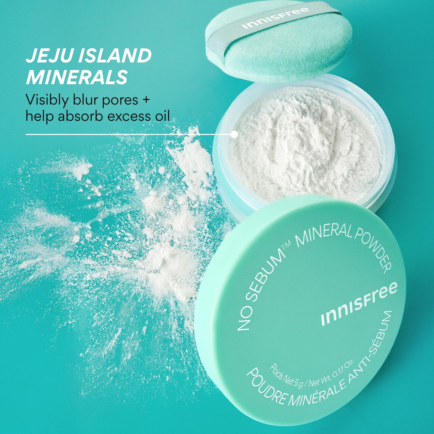 innisfree No Sebum Matte Mineral Powder | Korean Loose Setting Powder for Oil and Shine Control | Blurs Fine Lines and Imperfections | Lightweight, Natural Finish | Translucent