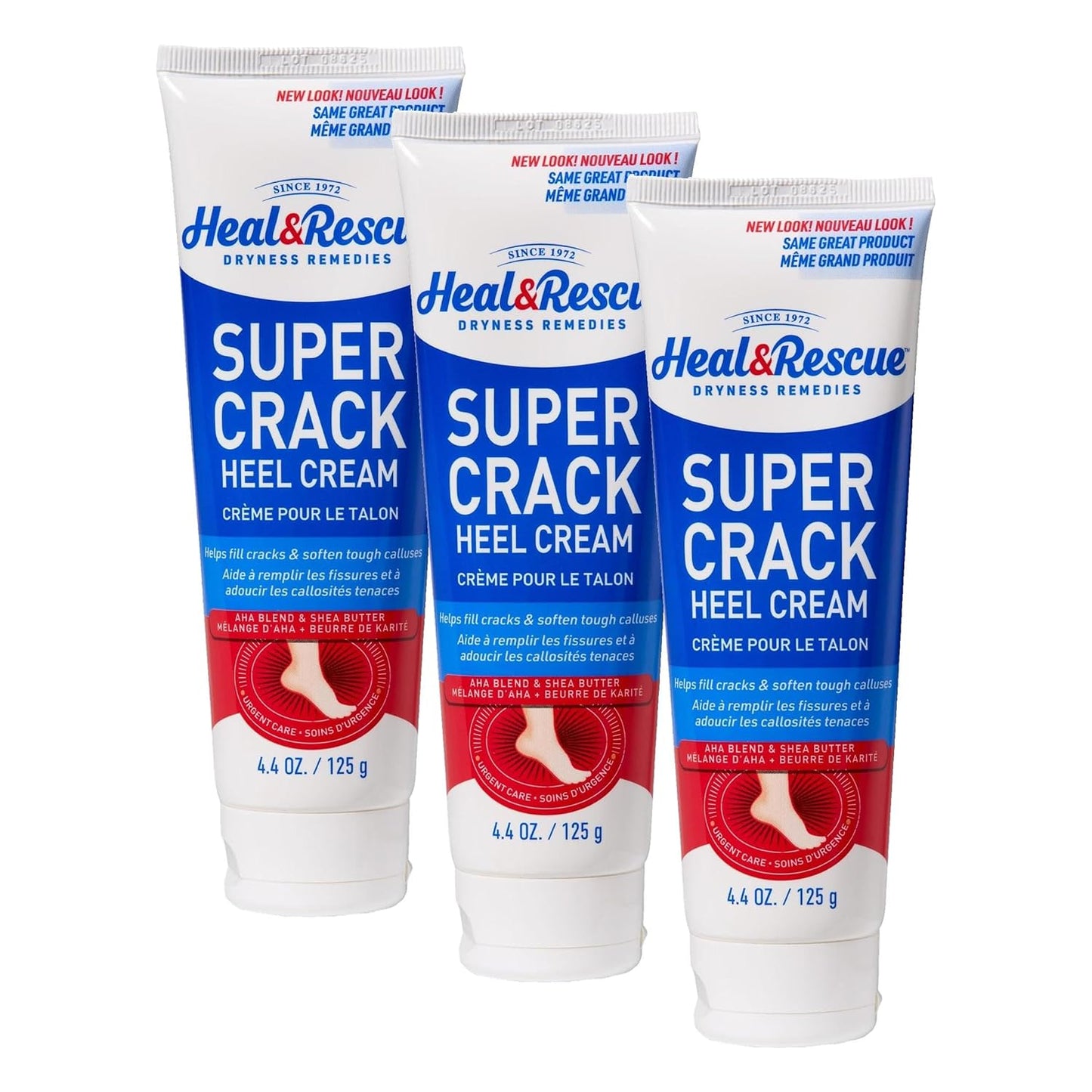 Heel Rescue Foot Cream - AHA & Shea Butter for Cracked Heels | Moisturizes & Exfoliates, 4.4 oz (Pack of 3)