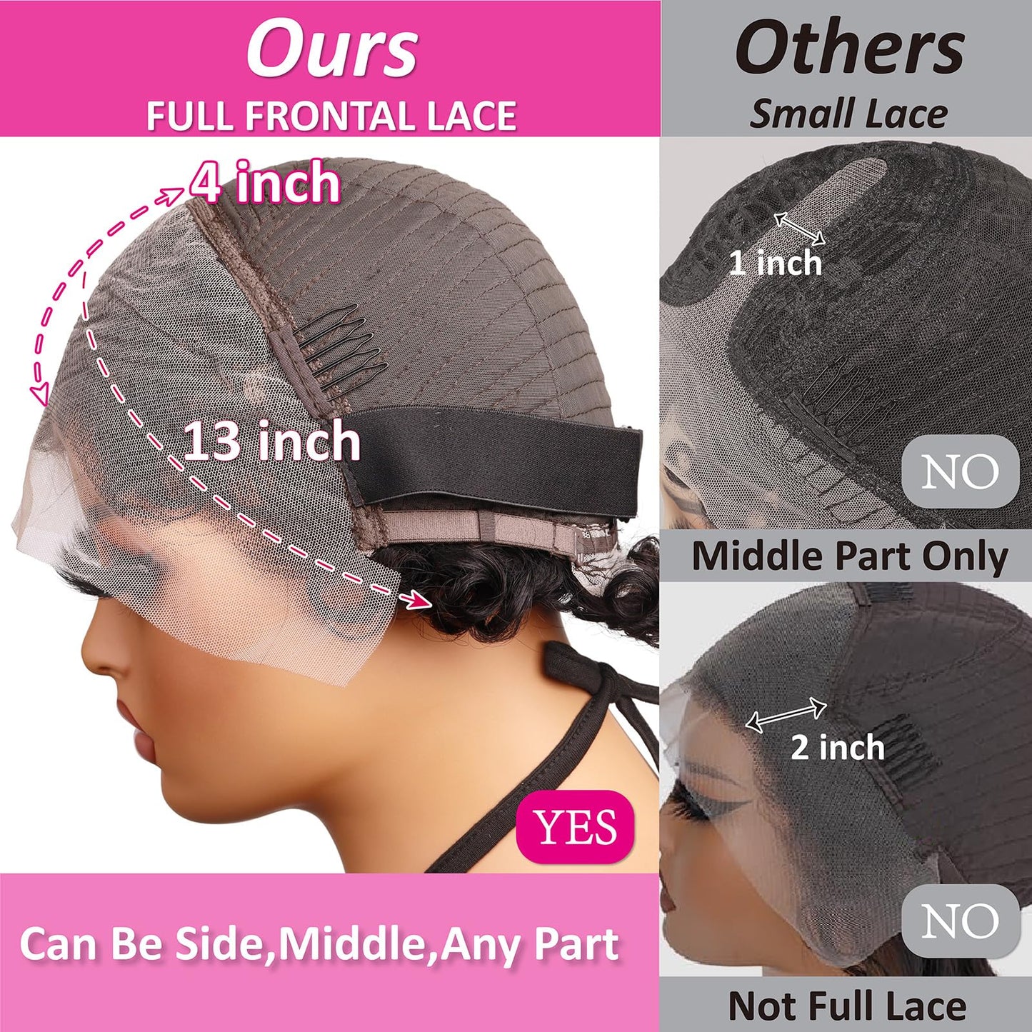 CRYSTALHAIR Short Curly Pixie Cut 13x4 Lace Front Wig 100% Human Hair Wigs, Black 13x4 HD Lace Frontal Wigs Short Layered Curly Glueless Wig Pre Plucked Deep Wave Pixie Cut Human Hair Wigs for Women