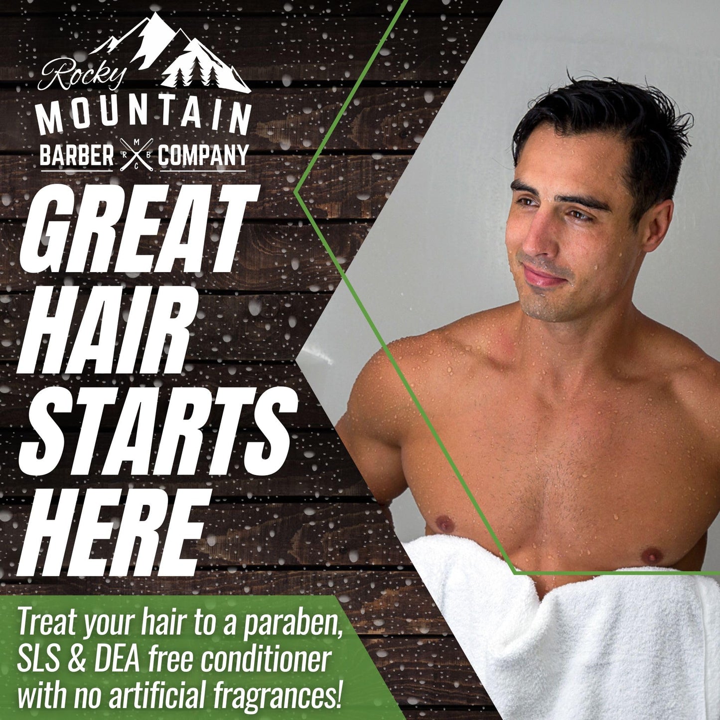 Rocky Mountain Barber Company Men's Conditioner - Tea Tree Oil, Peppermint & Eucalyptus for All Hair Types - 8oz