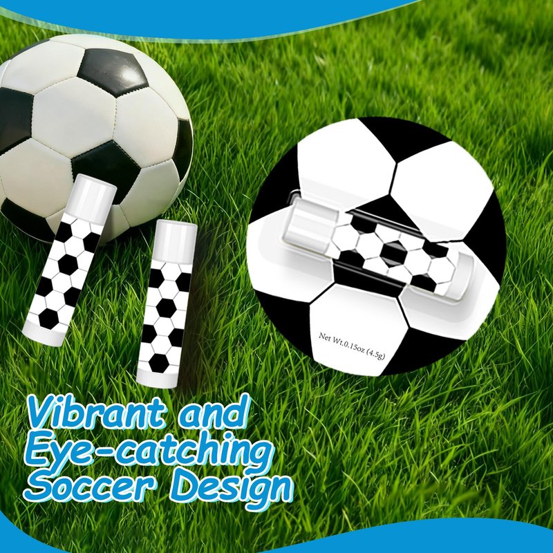 24 Pack Soccer Lip Balm Bulk, Moisturizing Beeswax Lipstick Vanilla Flavor, Soccer Team Gifts for Fans, Players & Coaches, Goodie Bag Fillers for Sports Theme Party Favors & Game Day