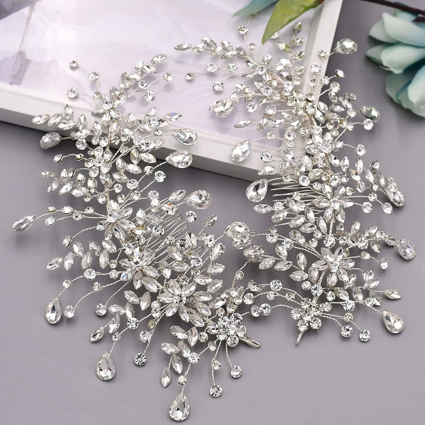 Bridal Tiara - Silver Rhinestone Hair Accessory for Weddings | Elegant Hair Comb for Bridesmaids