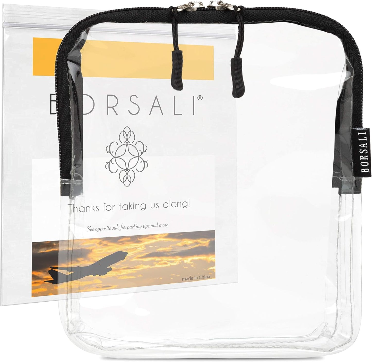 BORSALI TSA Approved Clear Toiletry Bag Set - 3 Color Travel Organizers for Easy Security Access