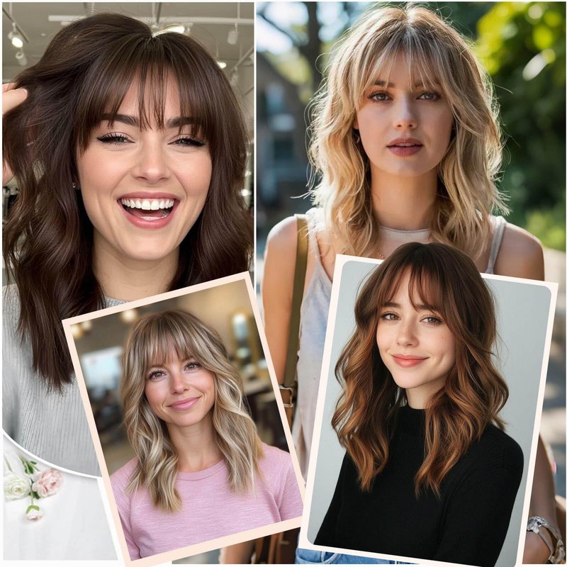 MARJORIE Hair Topper,Wavy Hair Toppers for Women 14inch Natural Looking Hairpiece with Wispy Bangs, Volume Booster Wiglet for Full Coverage, Quick Styling for Party/Date Night/Social/Content Creators