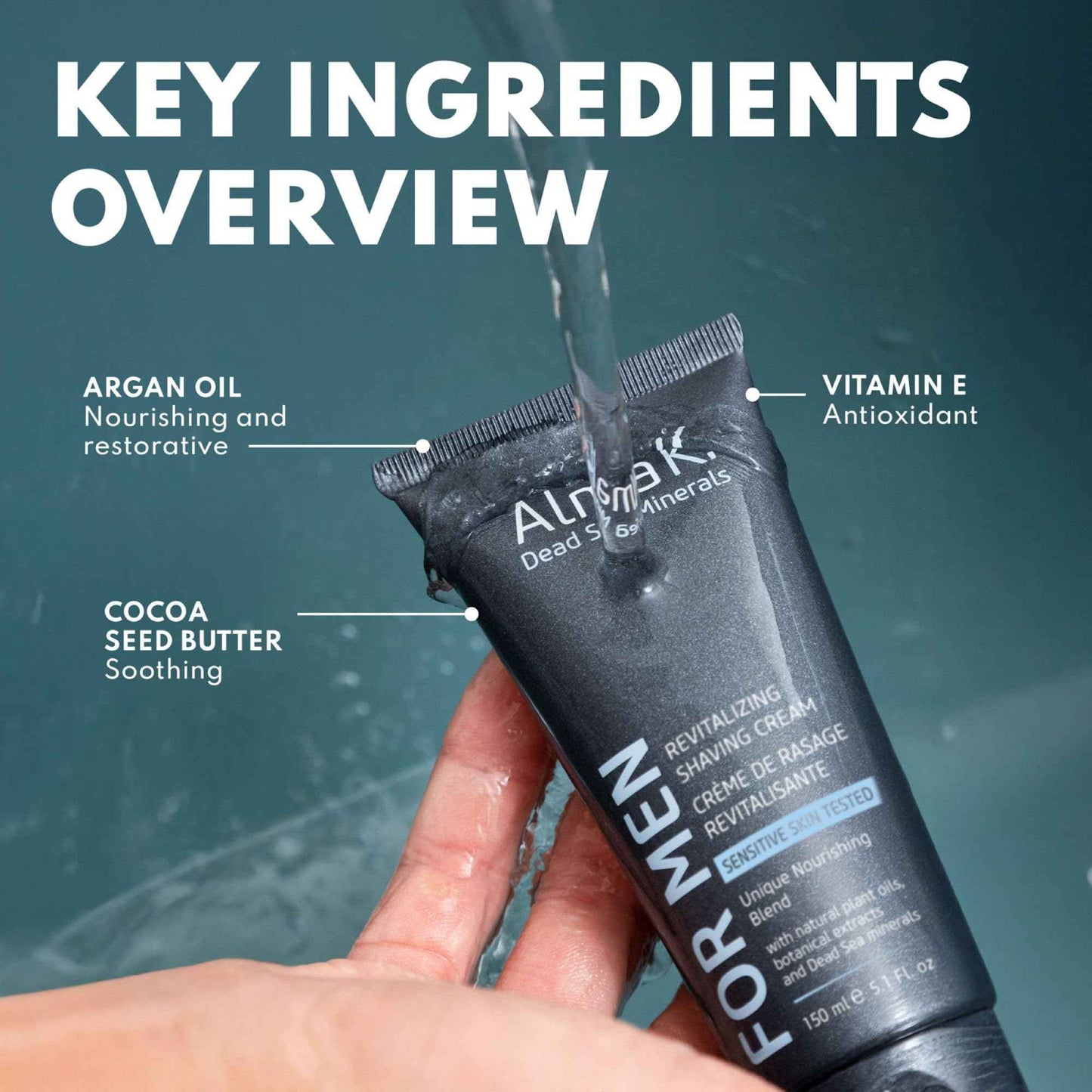 Alma K Revitalizing Shaving Cream - Nourishing and Calming Mens Shaving Cream with Dead Sea Minerals, Argan Oil - Gentle Shave Cream for Men - 5.1 oz