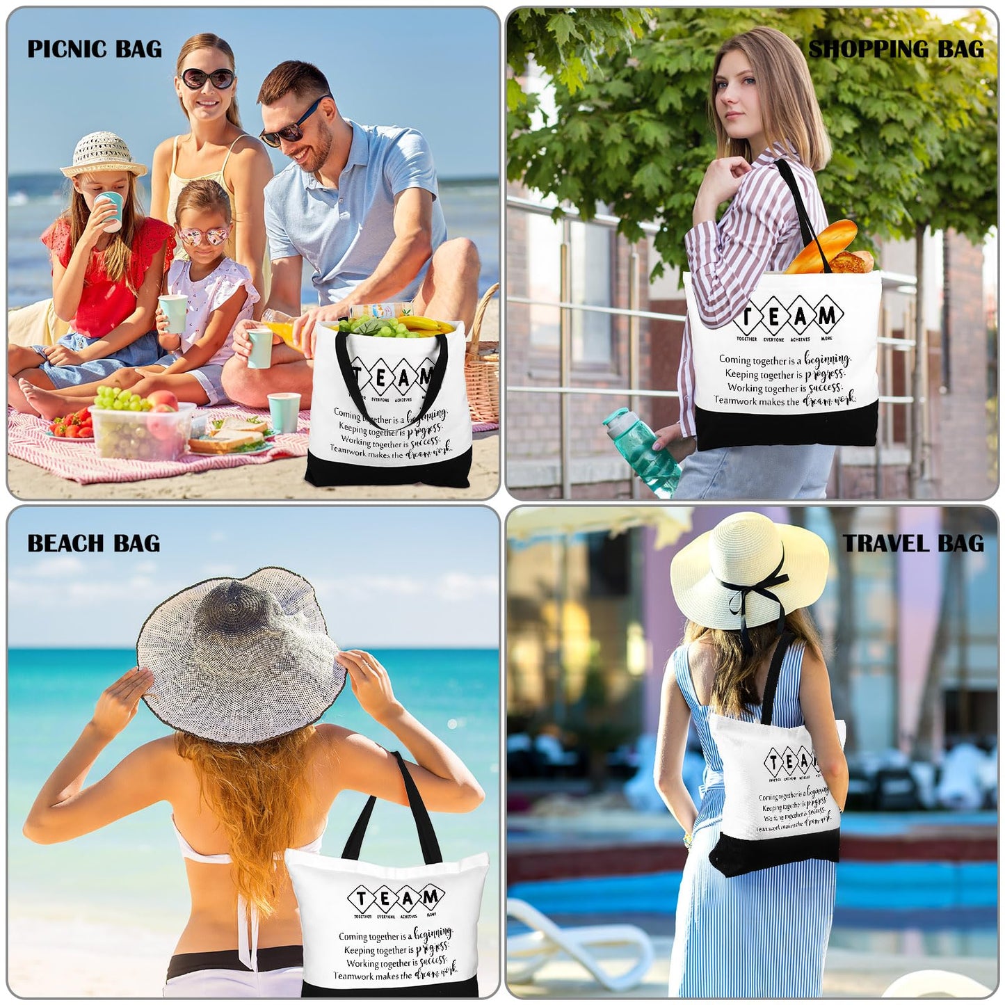 Cunno 12 Pcs Team Appreciation Tote Bag Women Employee Gift Team Together Canvas Makeup Bags for Worker Staff Coworker Nurse Teacher