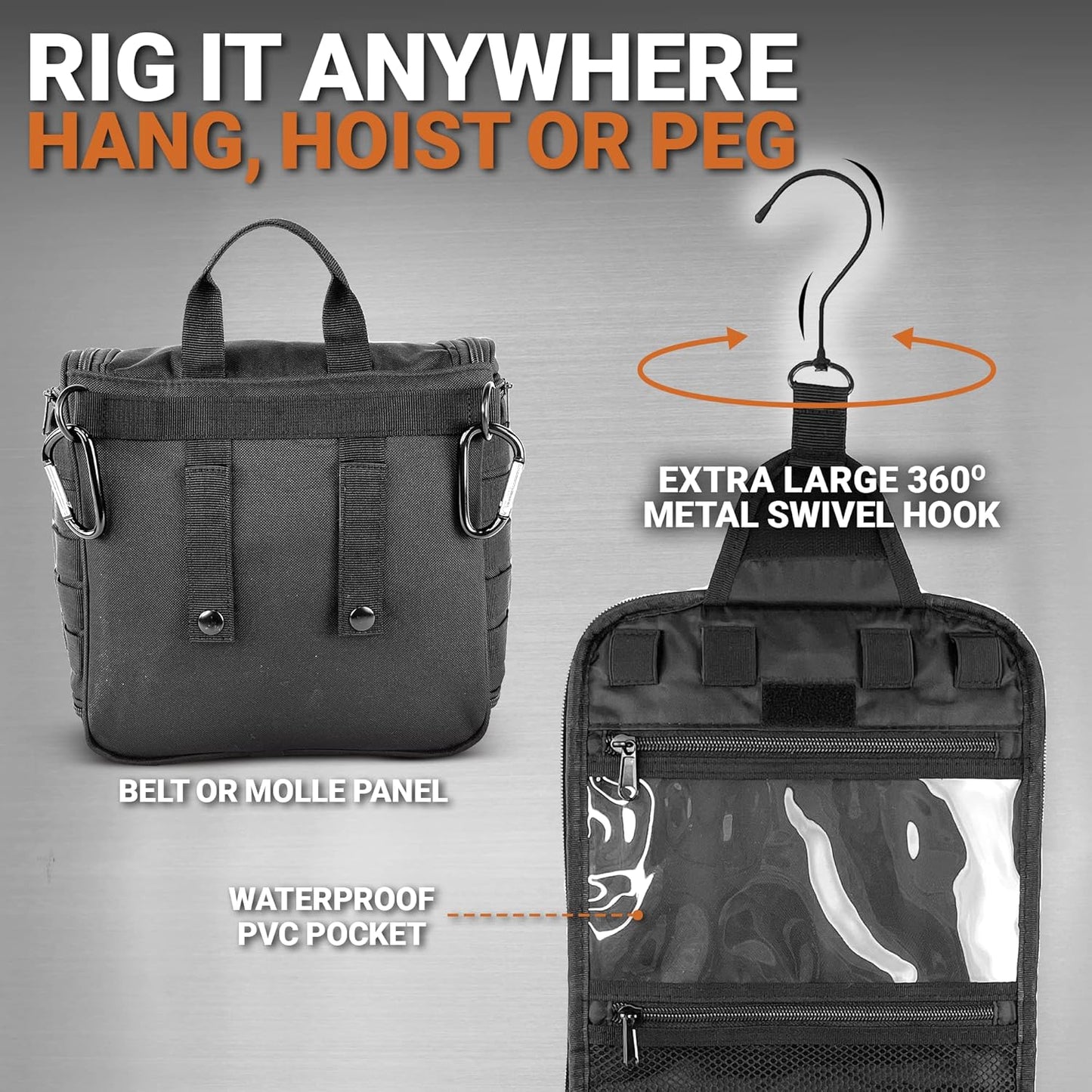Tactical Toiletry Bag - Chef Sac Dopp Kit with 12 Compartments, MOLLE Webbing & Heavy-Duty Zippers | Travel Organizer for Men