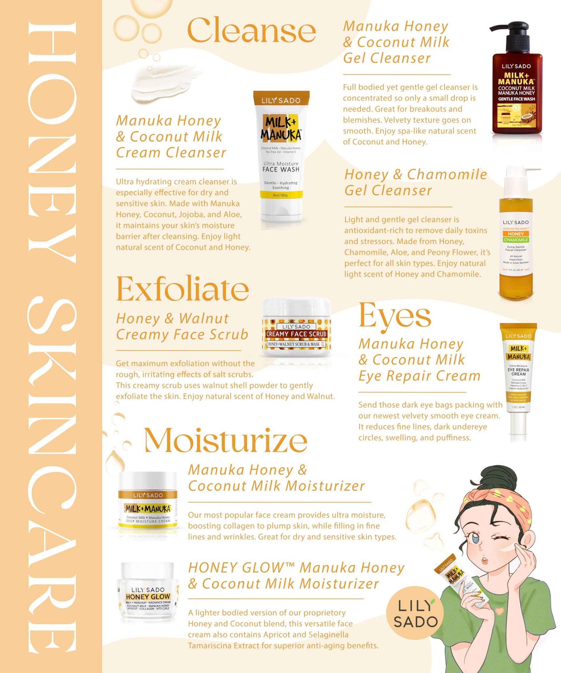 LILY SADO SHOW ME THE HONEY™ Extra Gentle Face Cleanser - Natural, Cruelty-Free Facial Wash Cleanses, Balances & Soothes - Reduces Pores & Blackheads - 5oz