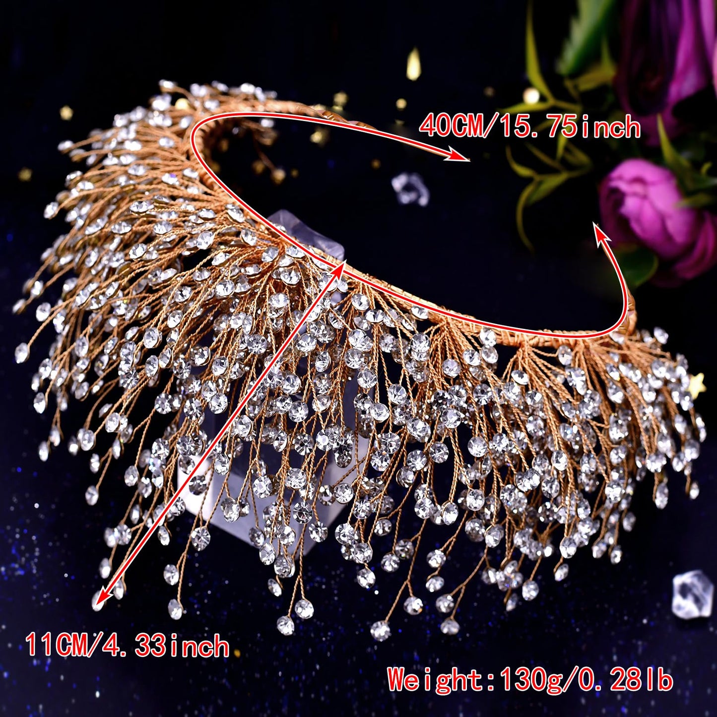 TRiXY Bridal Wedding Headband Crystal Tiara Crown，Queen Tiaras and Crowns，Wedding Bride Crowns For Birthday Party Wedding Pageant Hair Accessories (Golden/ Single crown), (HP193)