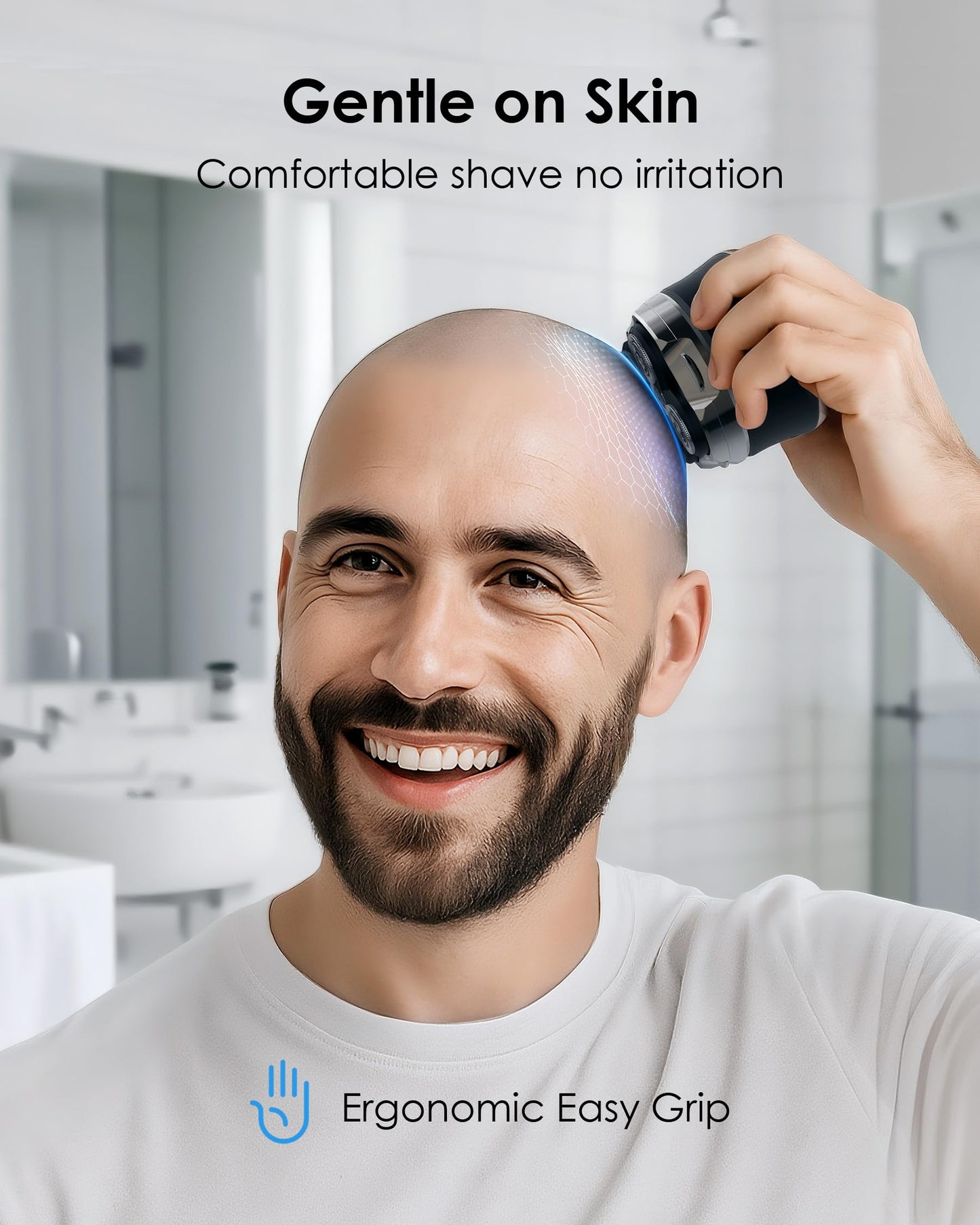 RapterX Head Shavers for Bald Men - 10,000 RPM Electric Razor with LED Display, Magnetic 5D Rotary Shaver, IPX6 Waterproof Wet Dry Shaving, 2H Fast Charge, Dual Speed Face Beard Body Grooming Kit