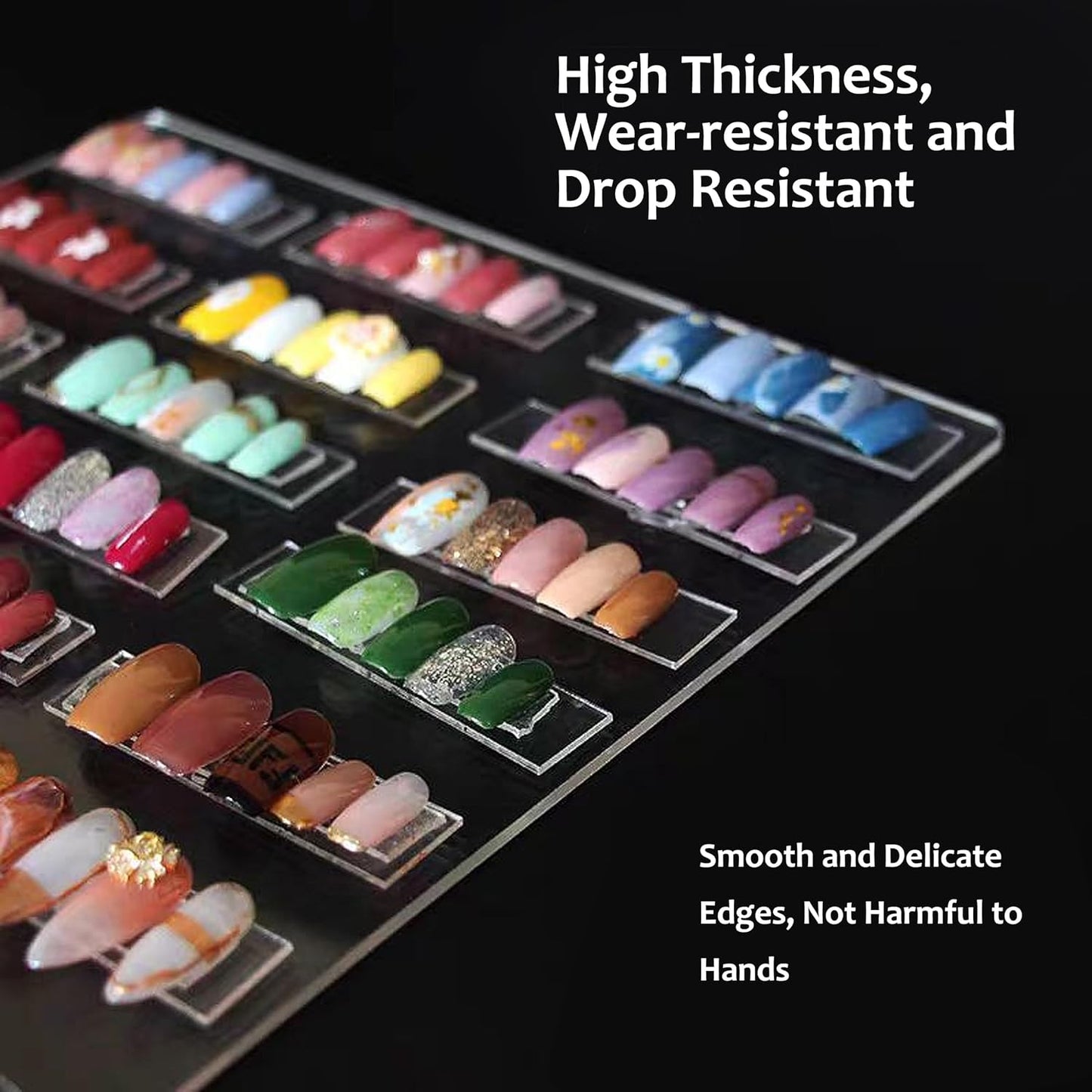Acrylic Nail Art Display Board - 50pcs Sample Tips for Salon Practice | Double-Sided Tape Included (2 Large)