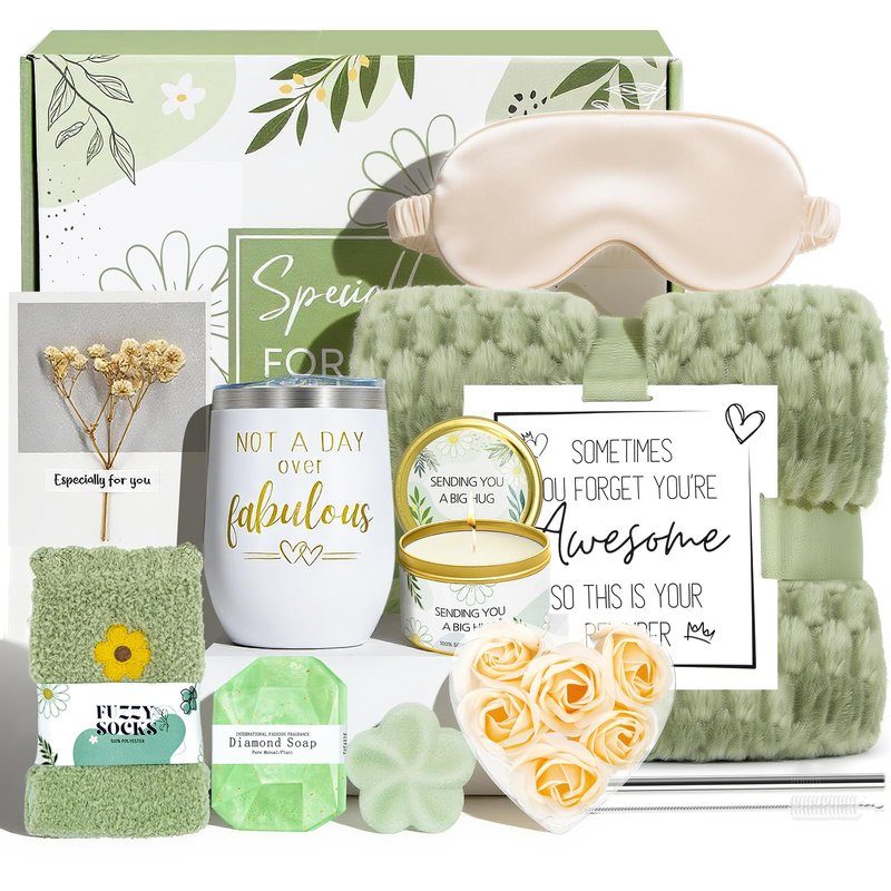 Birthday Gifts for Women Mother's Day Gift Self Care Get Well Soon, Flower Relaxing Spa Gift Basket Bath Set,Unique Luxury Self Care Box Gift for Mom Her Wife Sister Girlfriend, Girl Friend