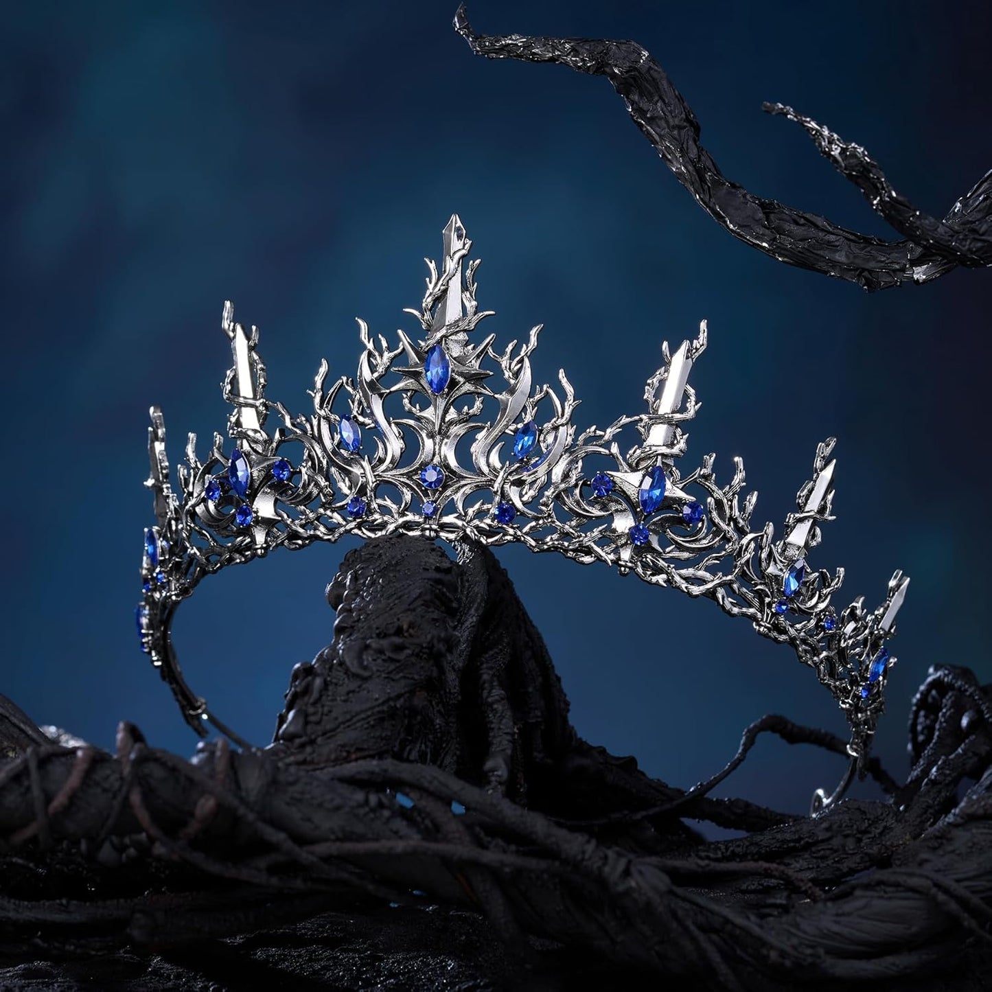 Halloween Crown - Black Gothic Tiara with Vines | Baroque Costume Accessory for Women & Girls