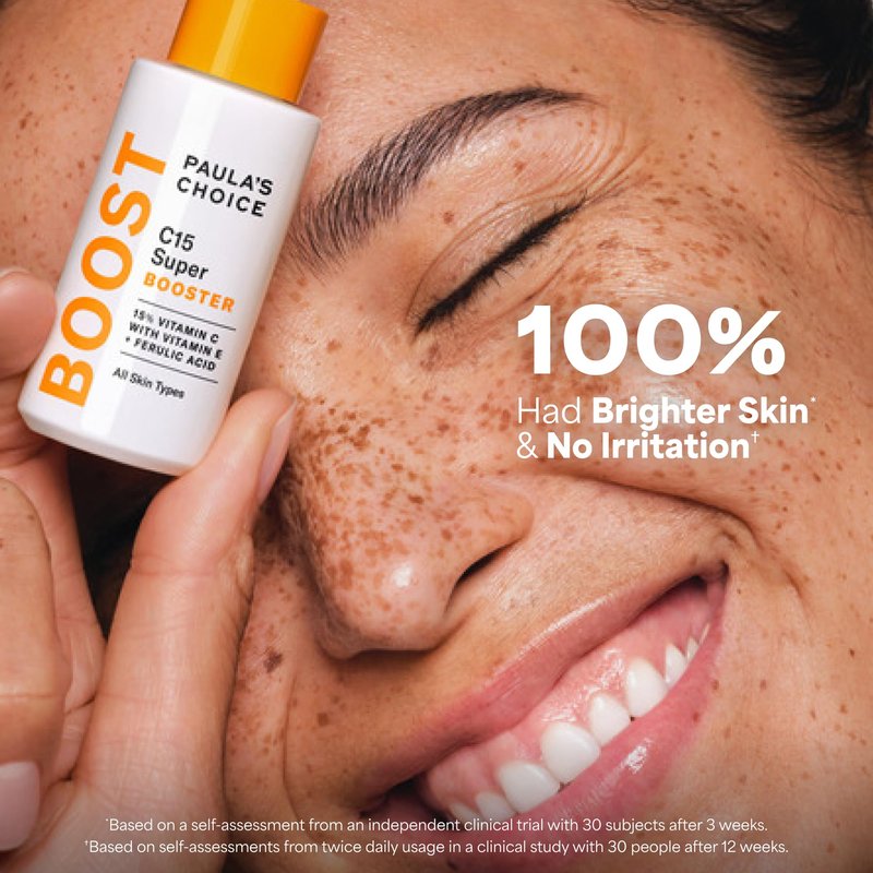 Paula's Choice BOOST C15 Super Booster, 15% Vitamin C Serum for Face, Face Serum with Vitamin E & Ferulic Acid for Discoloration & Glow, Fragrance-Free, 0.67 Fl Oz