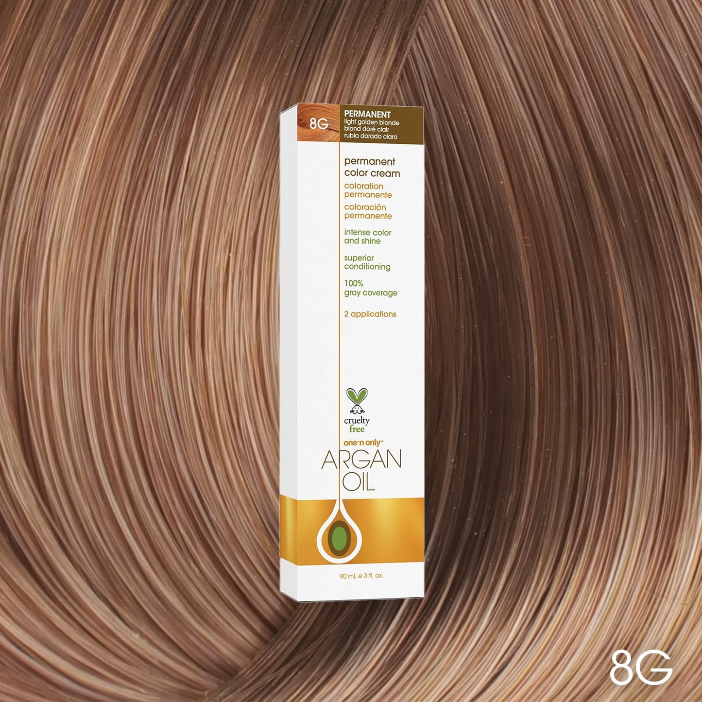 One N' Only Permanent Hair Color - Permanent Hair Dye Made with Argan Oil - Delivers Rich, Accurate Tones with Gray Coverage - Improves Moisture & Elasticity - 8G Light Golden Blonde (3 oz)