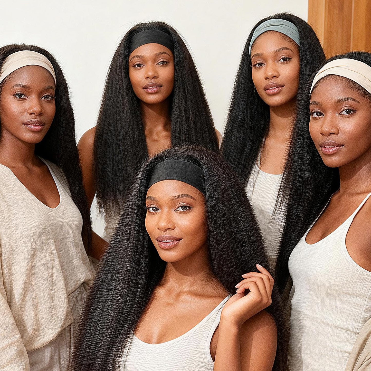 ME-U Headband Wig Human Hair Kinky Straight Guleless Wigs for Black Women Wear and Go 180% Density Yaki Straight Wig No Lace Natural Black Color 26 Inch