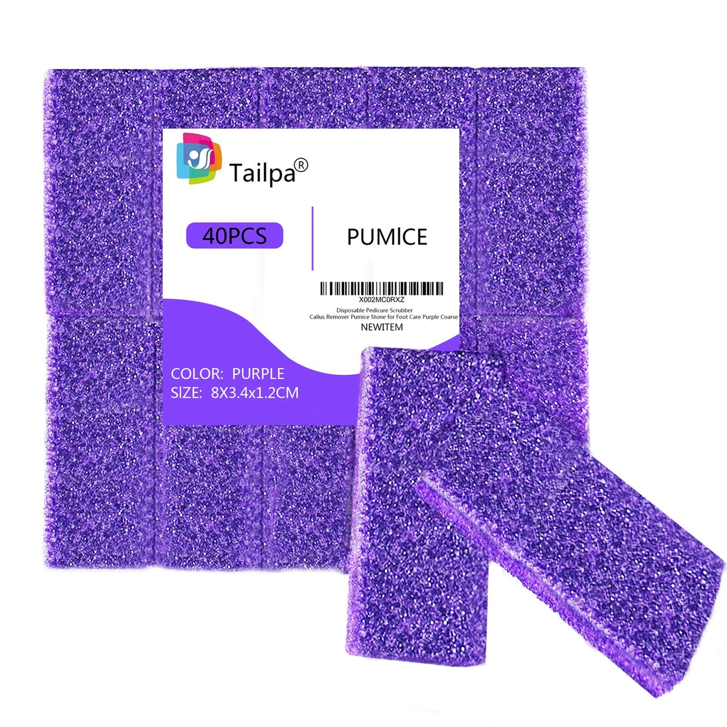 Tailpa 40 Pcs Pumice Stone for Feet, Foot Scrubber Sponge, Purple
