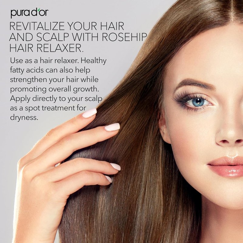 Organic Rosehip Seed Oil Hair Relaxer - 100% Pure Cold Pressed | Anti-Aging & Scar Treatment, 12 Oz