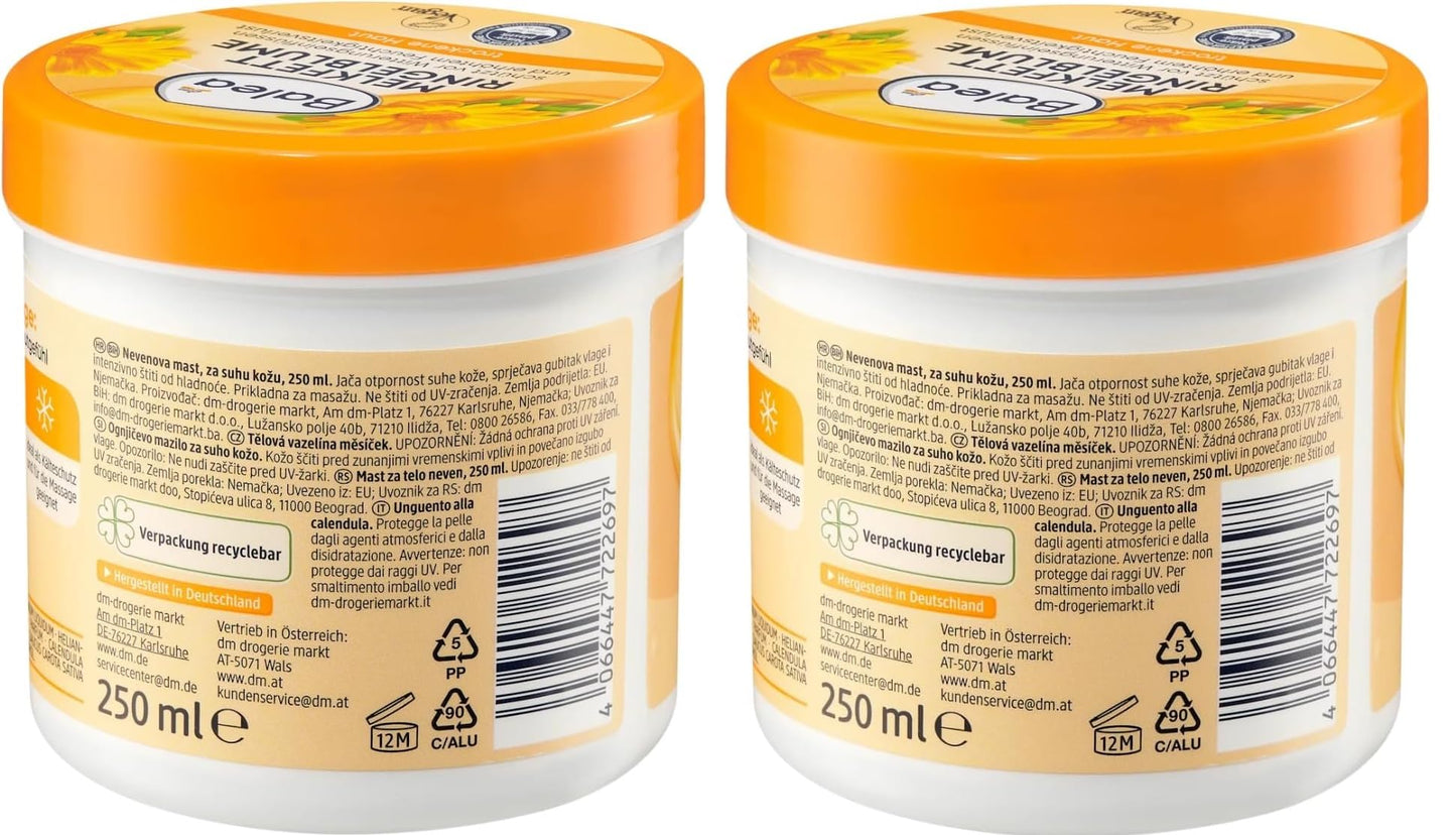 2PCs of Balea Melkfett Milking Grease - Calendula Gel-Cream - Protects Skin Against Environmental Damage/Stress from Cold, Wind, Rain etc, 250ml (Total of 500ml)