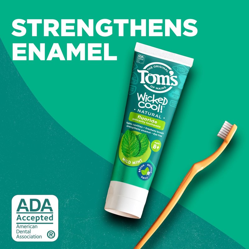 Tom's of Maine Natural Wicked Cool! Fluoride Toothpaste for Kids, Mild Mint, 5.1 oz. 3-Pack