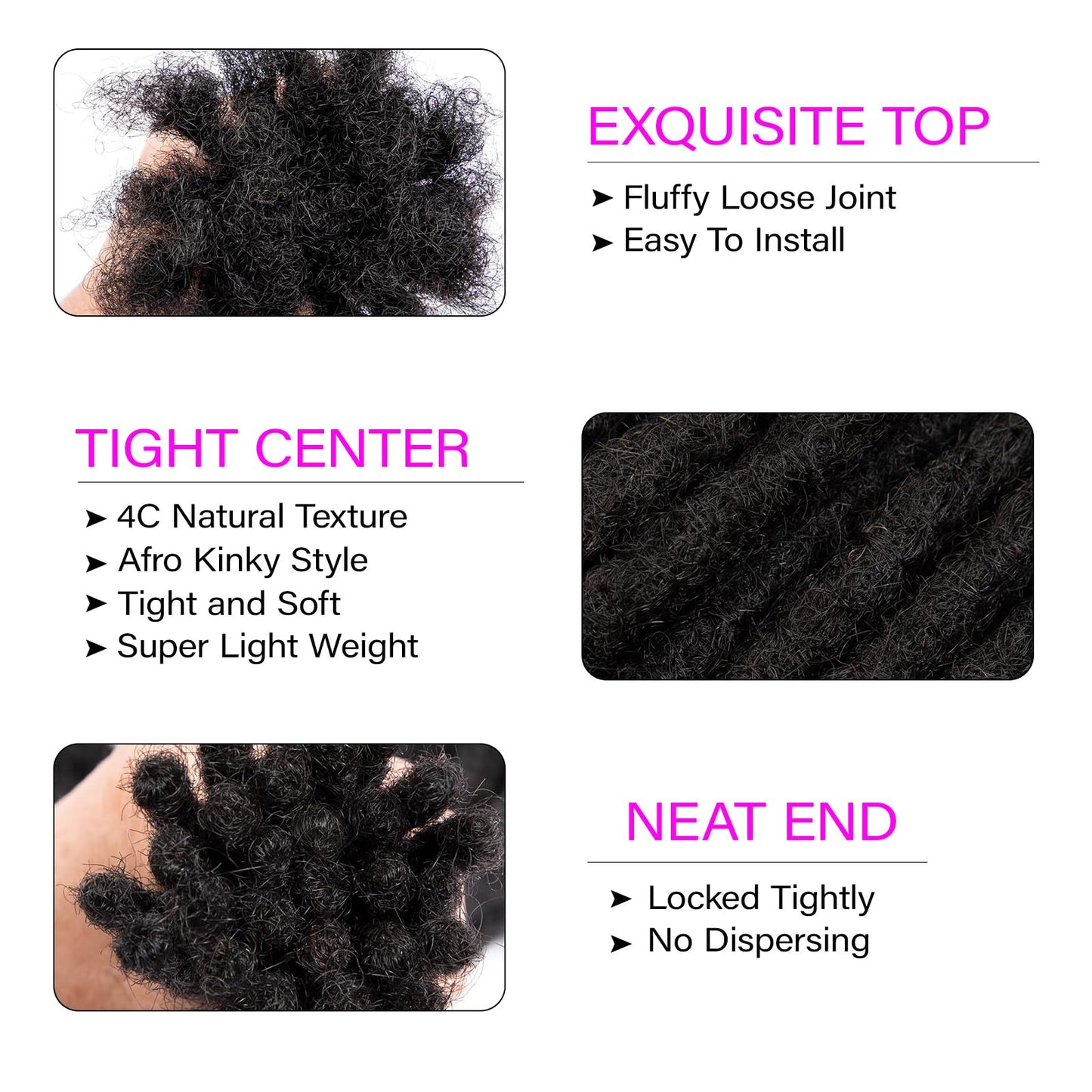 0.6 cm Width 8 Inch 20 Strands Human Hair Loc Extensions, Natural Black 100% Full Handmade Permanent Real Human Hair Dreadlock Extensions for Women/Men/Kids Can Be Dyed Bleached Curled Twisted
