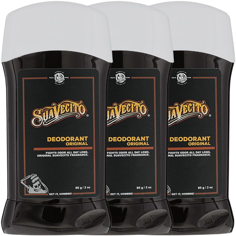 Suavecito Original Scent Stick Deodorant 3 Pack Underarms Men's Grooming Aluminum Free Combats Odor All Day Long